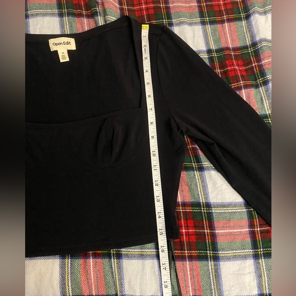 NWOT Black Square Neck Long Sleeve Crop Top - Picture 7 of 7